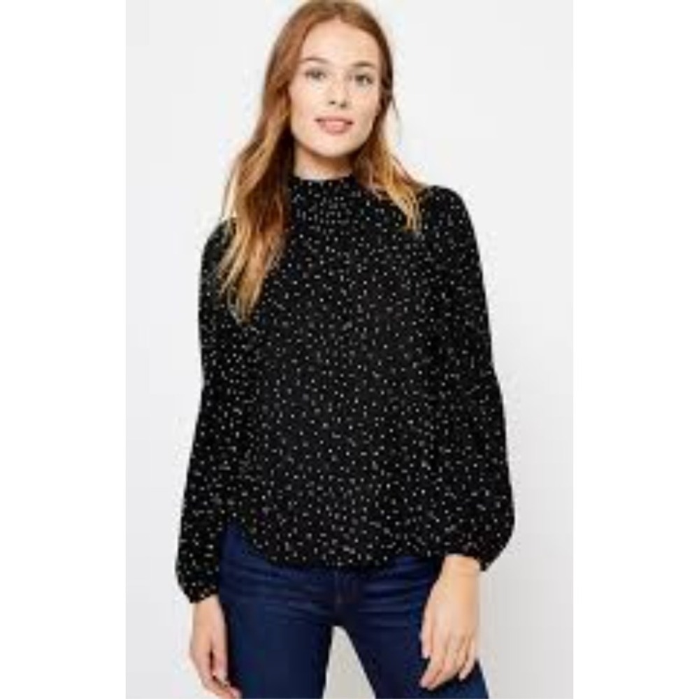 LOFT Black and White Polka Dot Blouse